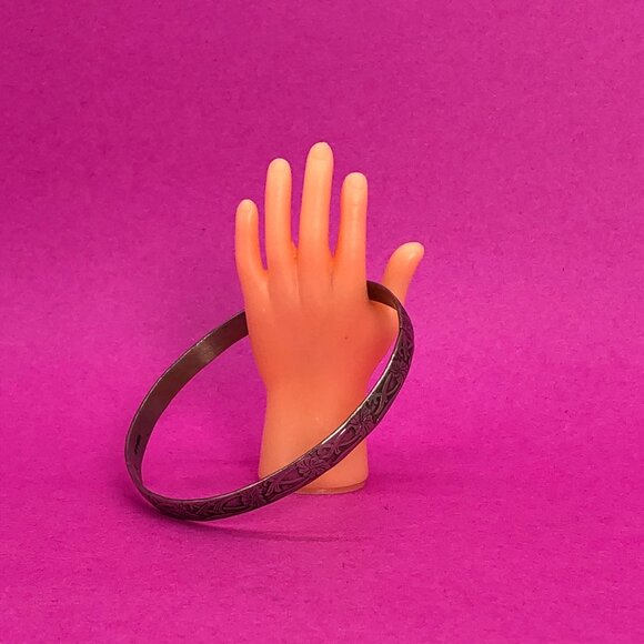 Vintage Art Nouveau bangle floral motif Sterling 925 Mexico - 00G011 - Picture 1 of 3